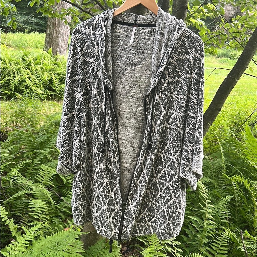 Free People Monochrome Textured Knit Jacket